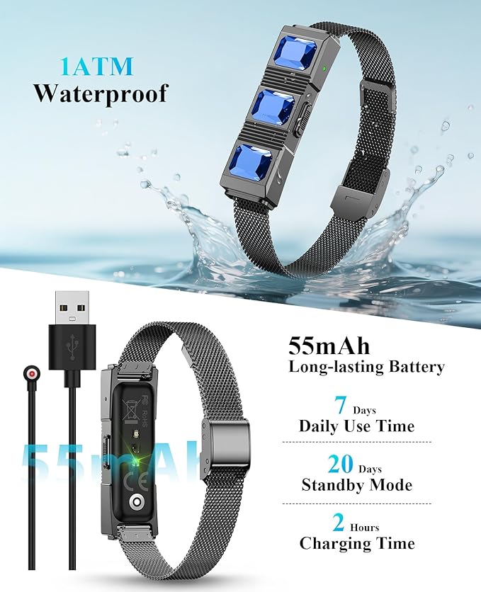 Smart Bracelet, Wearable Activity & Fitness Tracker Band, 24/7 Sleep Tracker, All-Day Continuous Heart Rate Blood Pressure Stress HRV Monitor, 170+ Sport Modes Smart Wristband with 2 Bands, Free APP