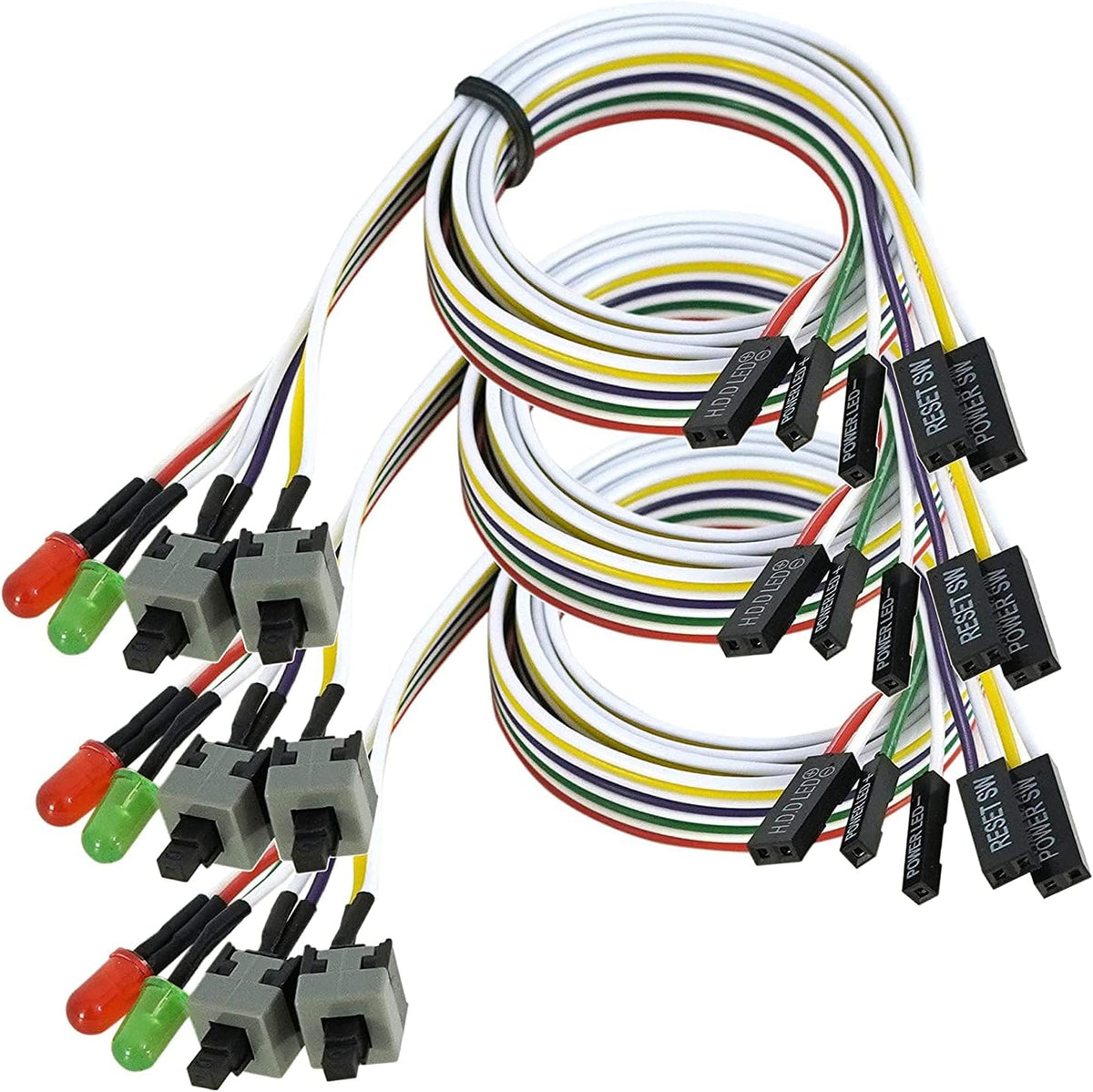 ThtRht 3 Pack Reset Desktop Computer PC Case Power Supply On Off Push Button Switch ATX Front Bezel Universal