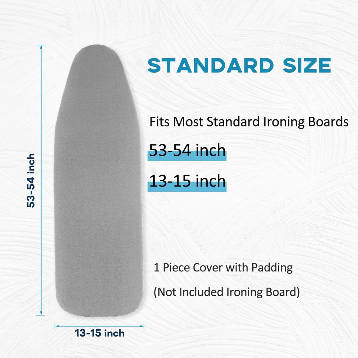 RAINHOL Ironing Board Cover - Extra Thick Padded, Non-Stick & Scorch Resistant - 15x54, Grey