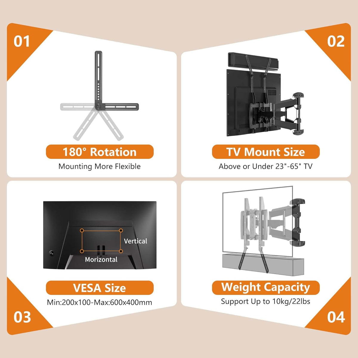 XINLEI 23 65 Inch 22 lbs SBR302 Universal Sound Bar Mounts Fits Most to TVs Soundbar TV Mount Bracket Above or Under