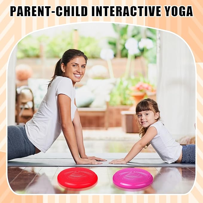 2 Pcs Wiggle Seat Inflated Wobble Cushion Flexible Balance Disc with Air Pump for Core Stability Strengthening Improving Posture Physical Exercise