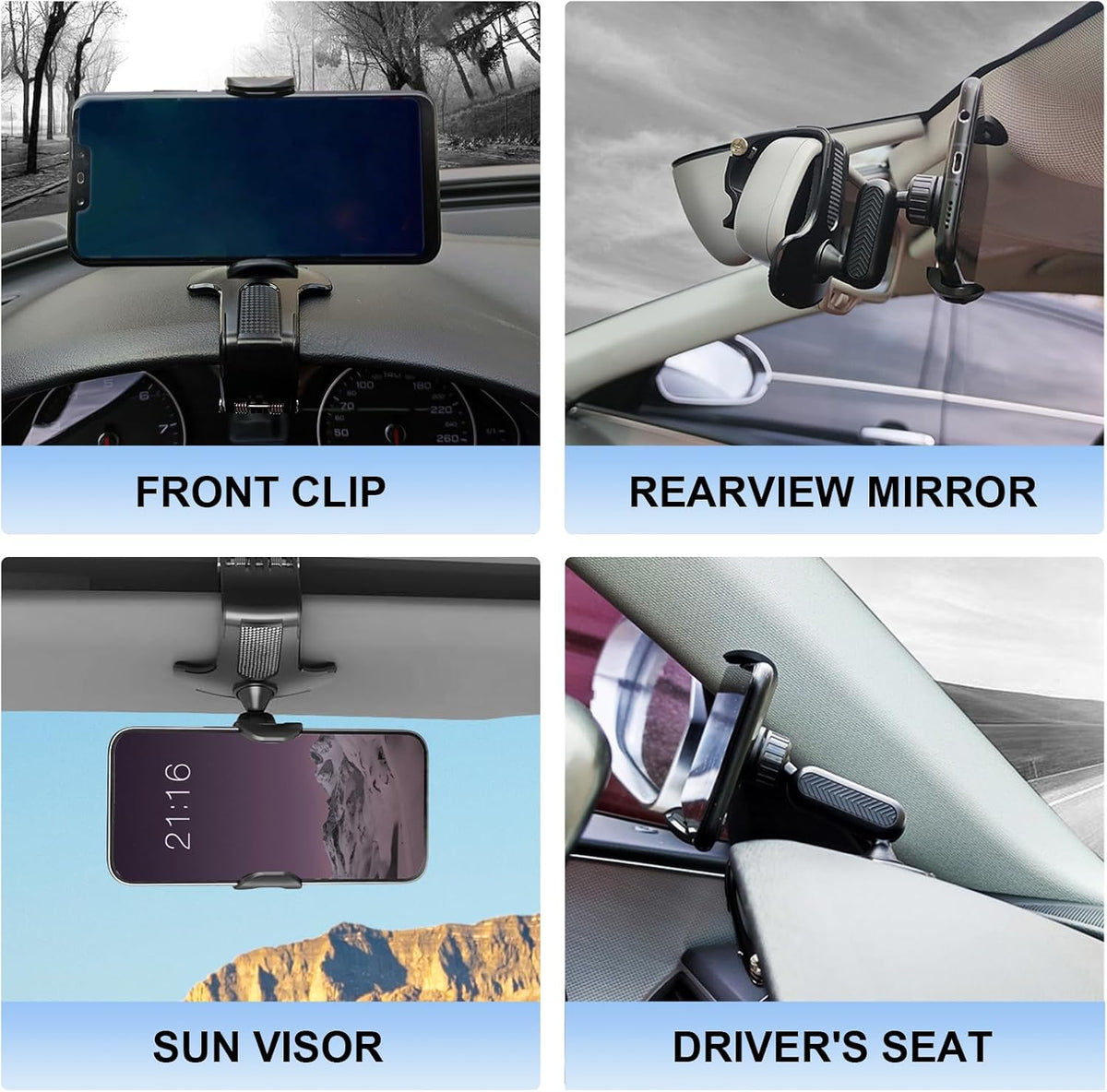 AMZAUTO 360 4-7 Inch Car Phone Holder Mount, Degree Rotation Car Dashboard Phone Holder, Universal Anti-Shake Dash