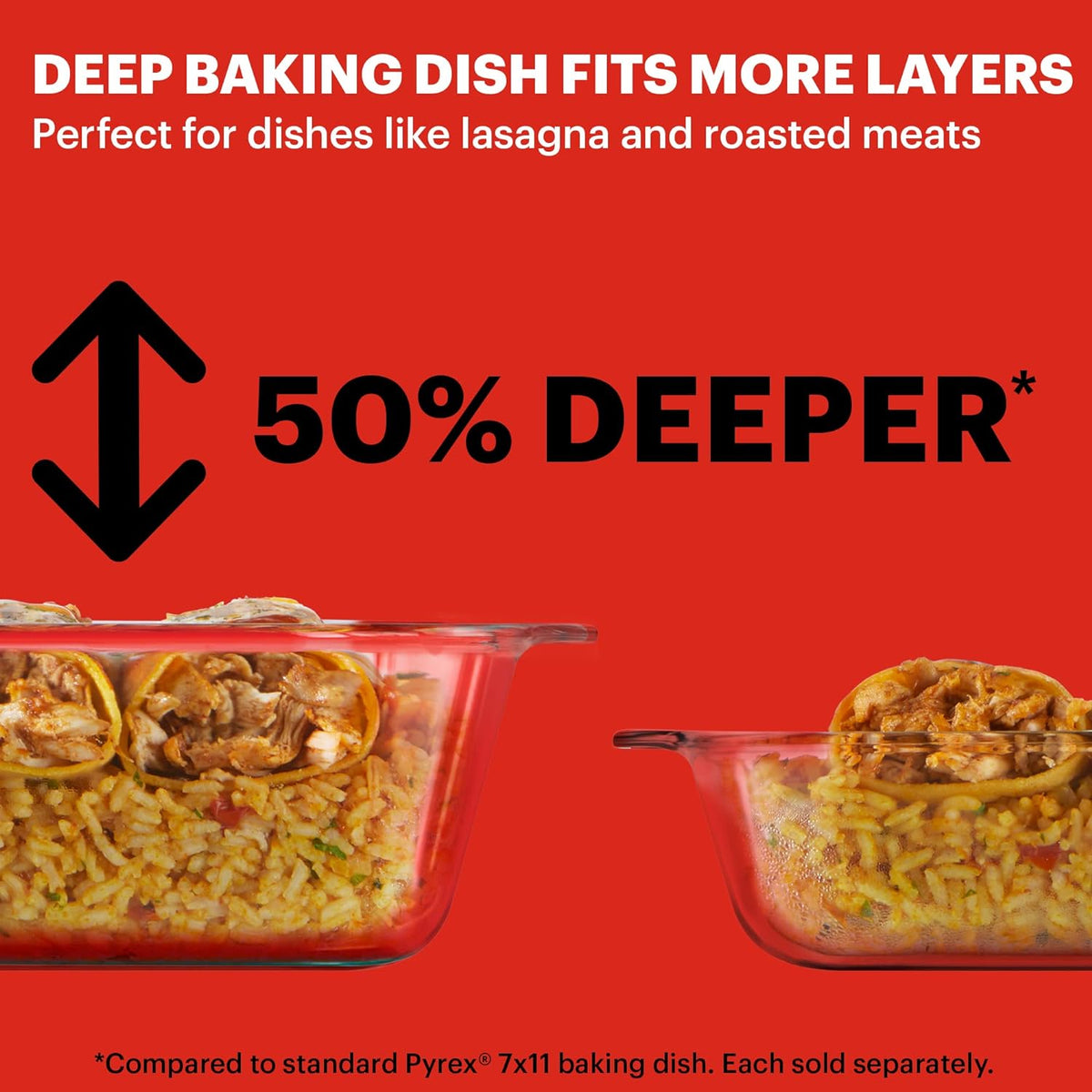 Pyrex Deep 9x13-Inch Glass Baking Dish - Versatile Casserole Dish with Lid | Oven, Freezer & Microwave Safe