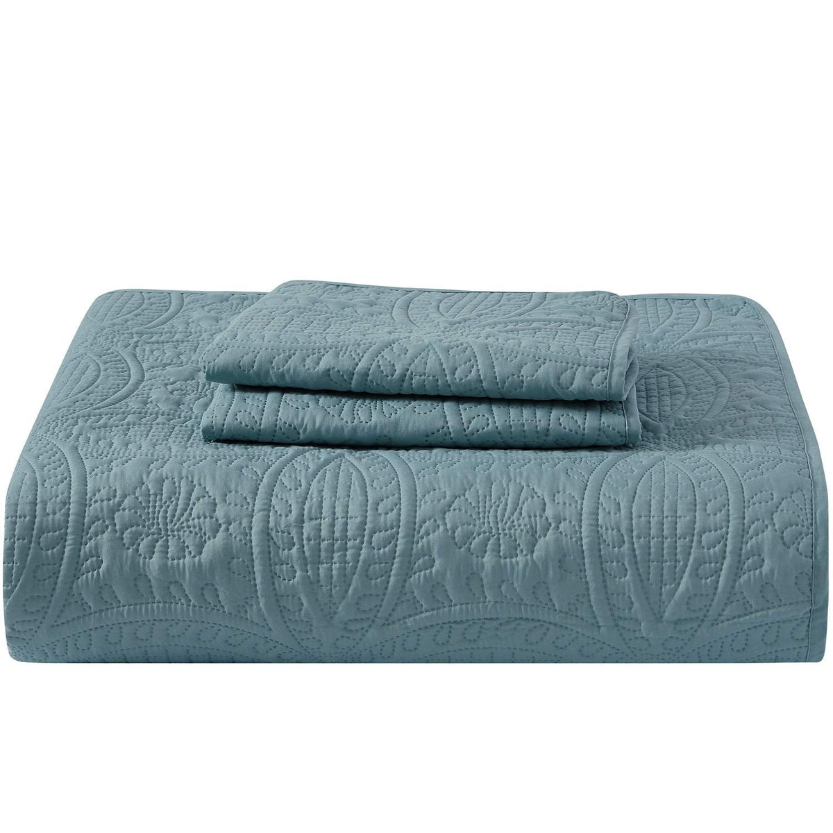 Mellanni King Bedspread Coverlet Set - Bedding Cover with Shams - Ultrasonic Quilting Technology - 3 Piece Oversized Quilt Set - Bedspreads & Coverlets (King, Spa Blue)