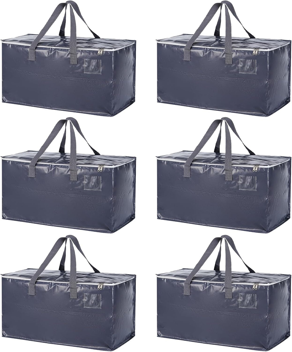 Skiennix Extra Heavy Duty Moving Bags - 6 Pack Large Storage Solutions with Zippers & Handles | Water Resistant, Black