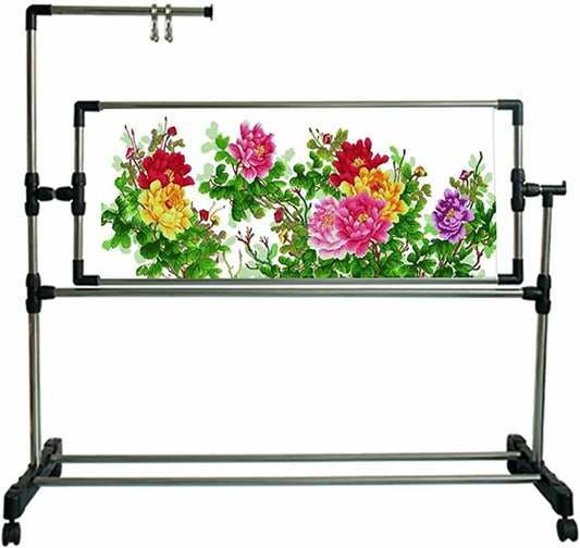 Embroidery Stand - Height Adjustable Floor Frame for Versatile Needlework, Cross Stitch, Sewing and Art Craft - Convenient Lap Table for Standing, Perfect Embroidery Holder!~/
