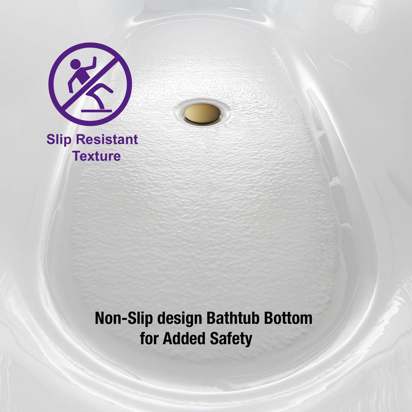 WOODBRIDGE 59" Acrylic Freestanding Bathtub Contemporary Soaking White Tub with Brushed Gold Overflow and Drain，B0014-BG