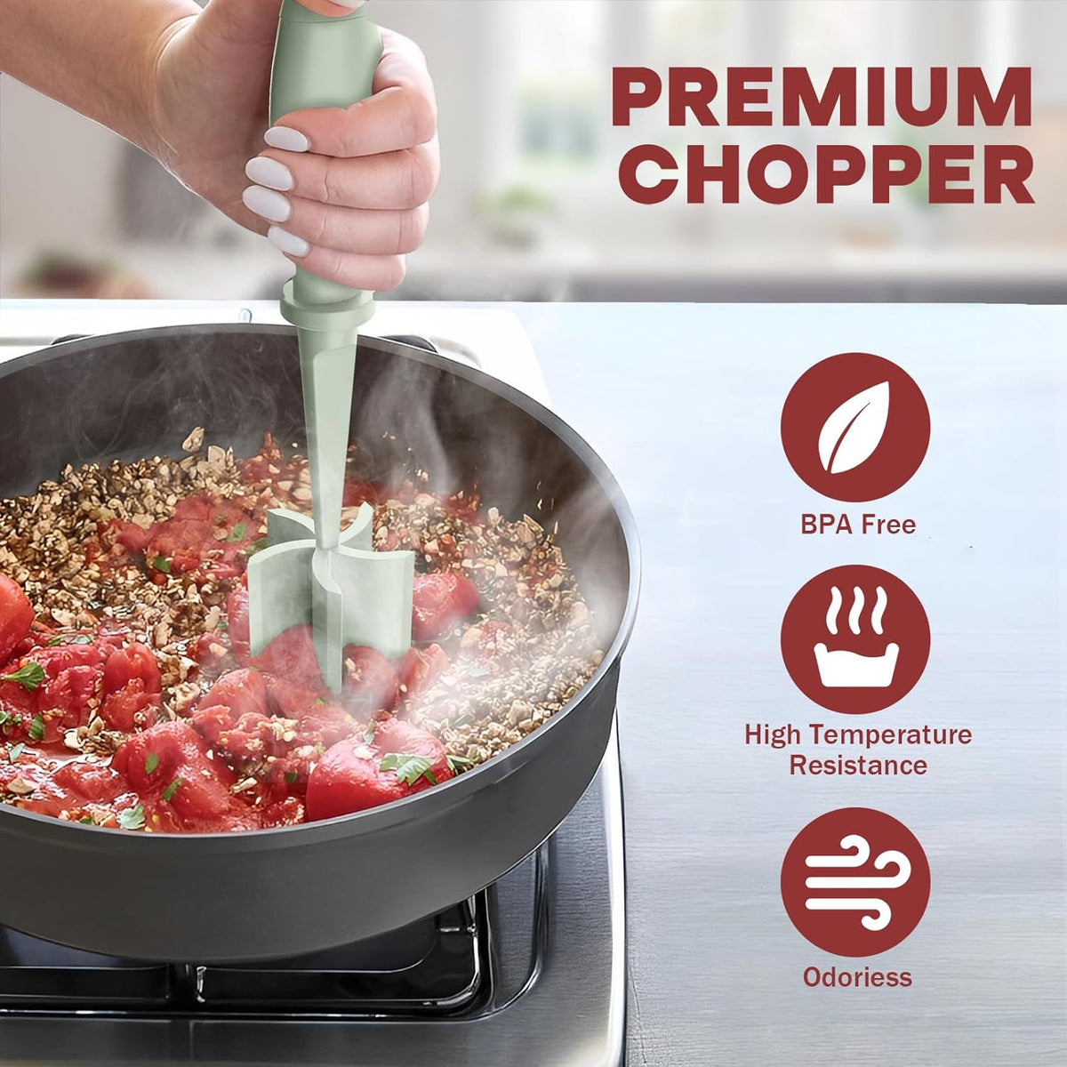 Skiennix Meat Chopper Set - Premium Heat Resistant Hamburger Grinder | 2 Pcs Green Smasher Tool