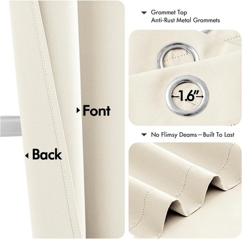 MIULEE Birch Blackout Curtains - Thermal Insulated Room Darkening Drapes | 54-Inch Length, 2 Panels