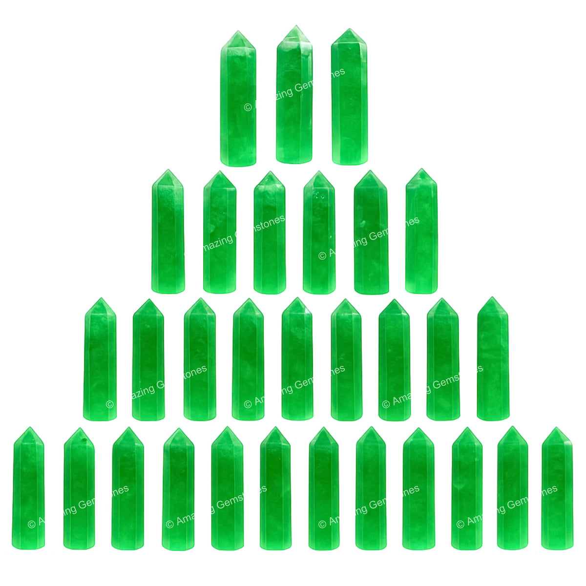 Amazing Gemstone Green Fluorite Crystal Points Bulk Healing Crystals - Pack of 3 Single Terminated Healing Wand Point Bulk Crystals for Crafts, Crystal Grid, DIY Work - - Beginners Gift