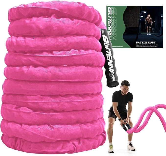 Battle Ropes Pink Workout Rope 1.5inch Battle Ropes for Home Gym 30ft Exercise Ropes for Working Out Heavy Ropes for Exercise Training Weighted Rope Weighted Workout Rope Battle Rope