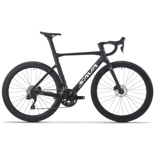 SAVADECK Carbon Road Bike, Lightweight 24-Speed Shifting Road Bicycle with Shimano 105 Di2 7170 Groupset, Carbon Frame with 700C Carbon Wheelset Disc Brake, Integrated Design Race Bikes for Adults