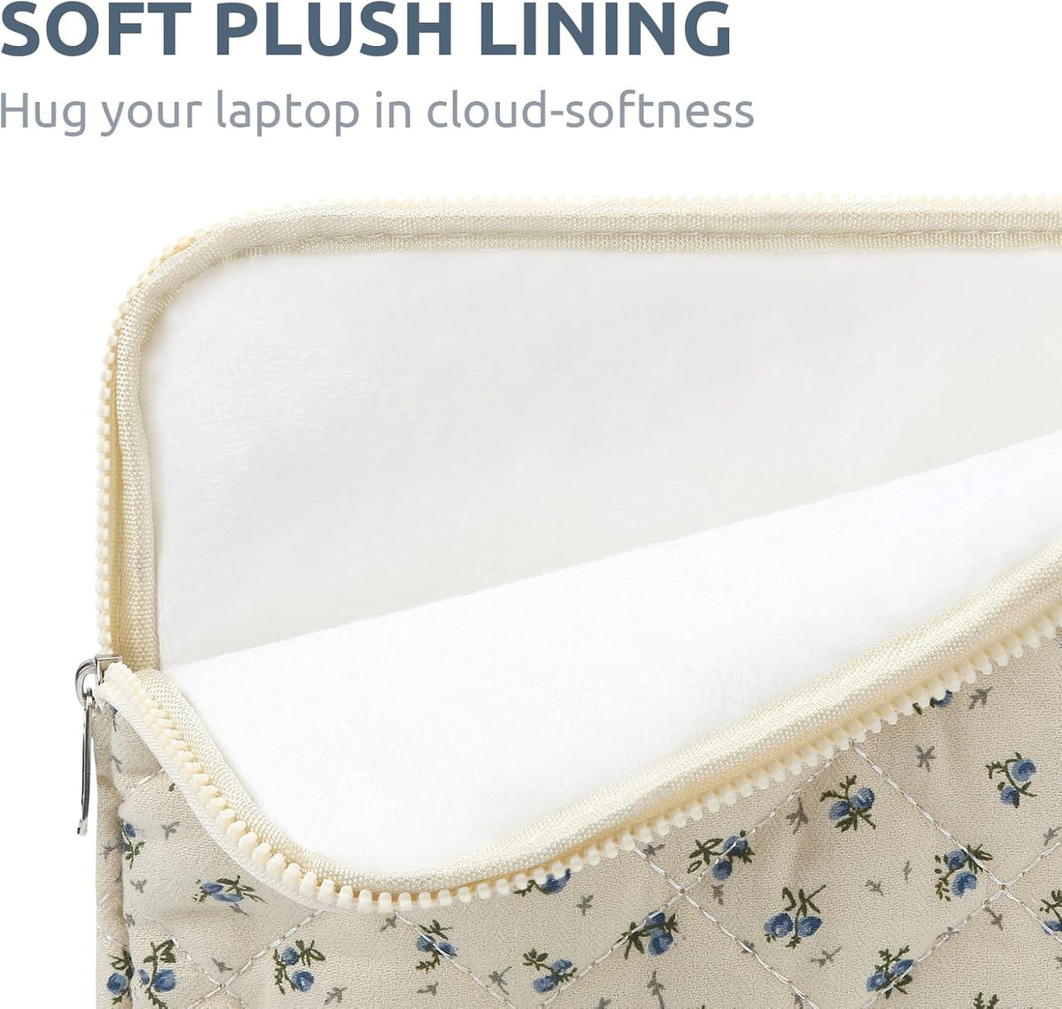 BBIQI 15-15.6 Inch 15 Inch) Puffy Laptop Sleeve Cute Quilted Laptop Protective Case Padded Floral Computer Sleeve