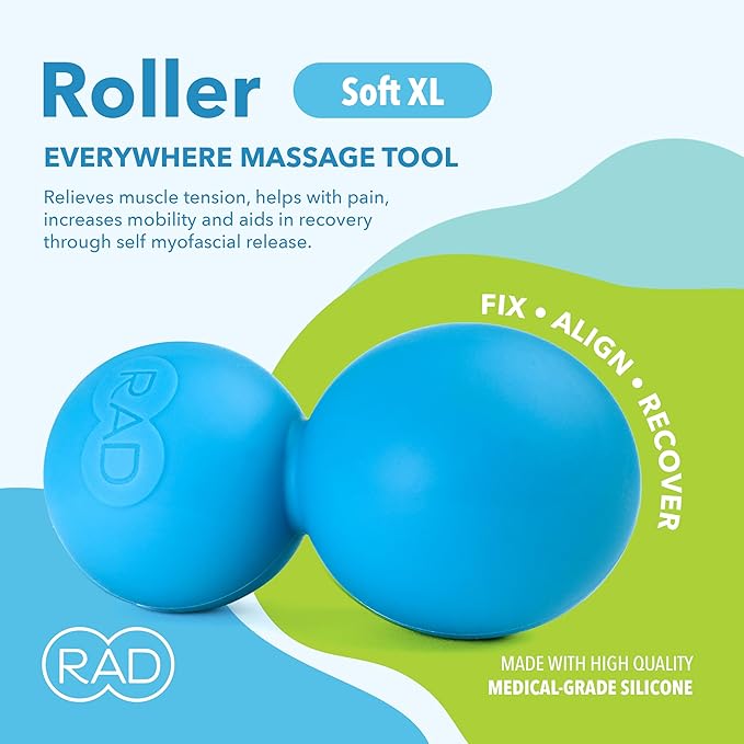 RAD XL Peanut Massage Ball ??High Density Yoga Deep Tissue Roller Ball ??Myofascial Release for Back, Neck, Feet, Psoas & Spine ??Suboccipital & Thoracic Trigger Point Therapy
