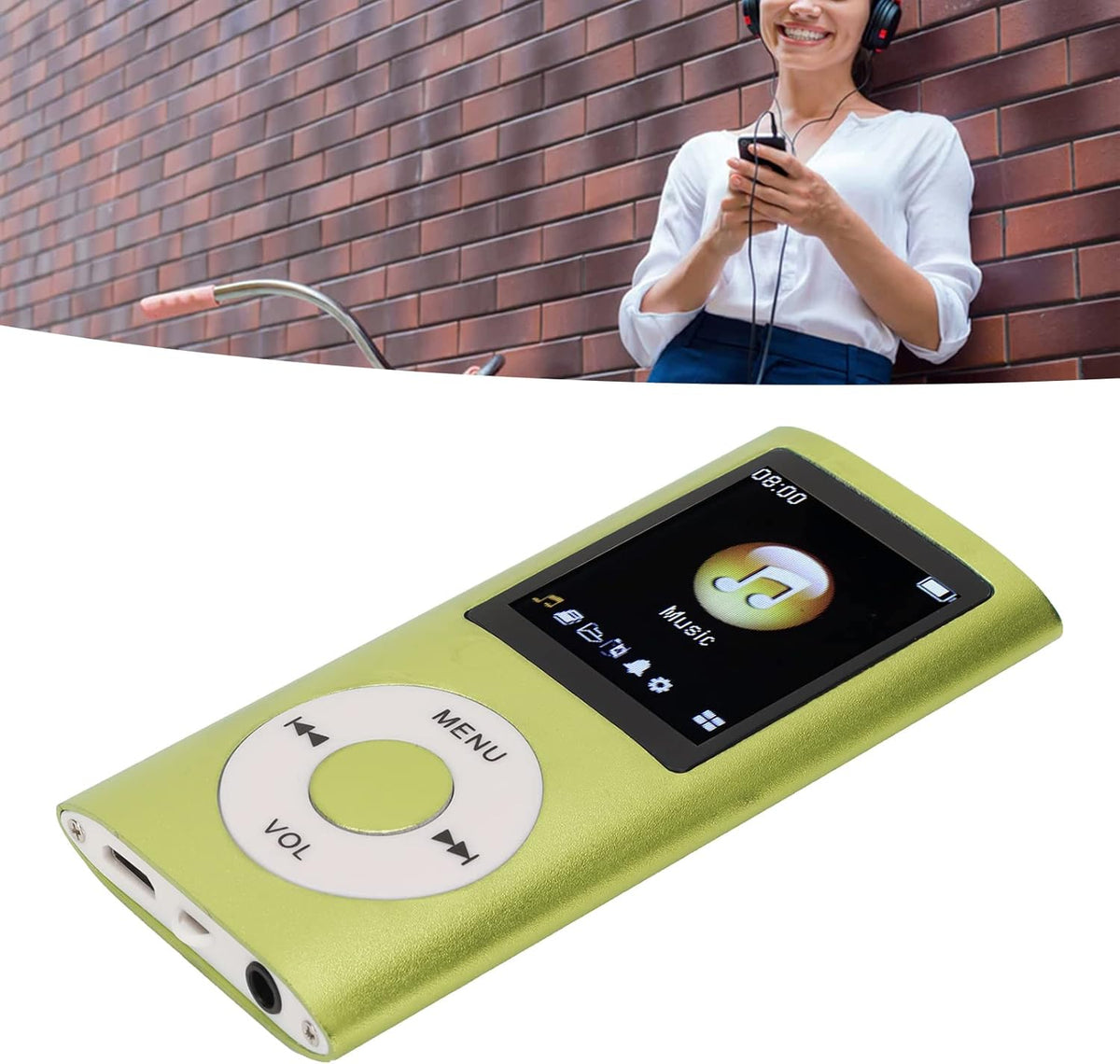 BAFOVY MP3 1.8 Inch Portable Player with LCD Screen, Slim Design Lossless Sound Music Player for Outdoor and Daily Use