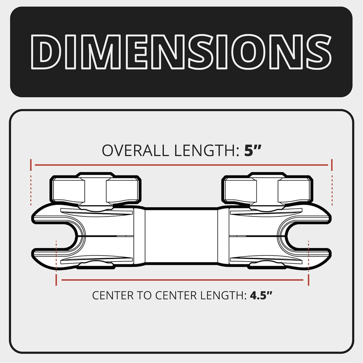 5" 20mm 20 20mm Tackform Long Ball and Socket Arm DuraLock Series Carbon Fiber Arm | Dual Sockets with Optional