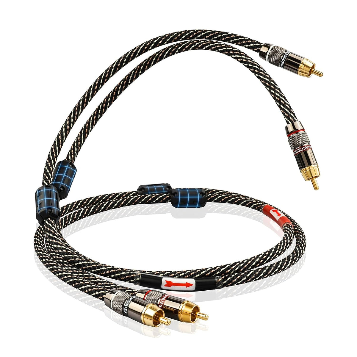 1.64ft 2RCA Male,15 AWG,4N Core,24K Player,Turntable(1.64ft/0.5m) Audiophile HiFi Audio RCA Cables - Male to OFC
