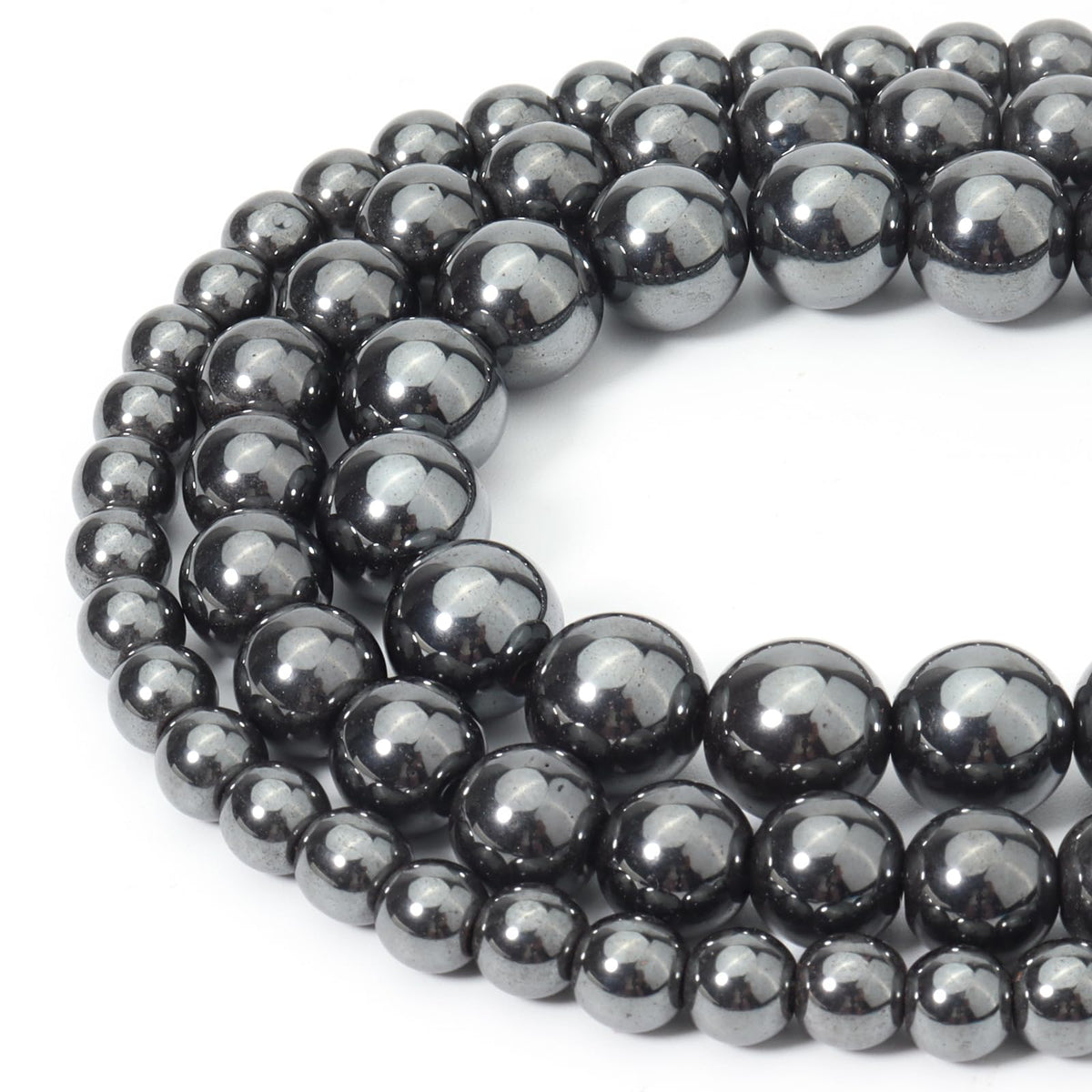 Siomia 45pcs 8mm Natural Black Hematite Beads Energy Healing Crystal Round Loose Stone Beads for Jewelry Making, DIY Bracelets Necklaces