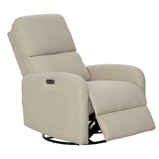 Ink+Ivy Recliner & Rocking Chair: Glider Recliner Nursery Chair for Living Room & Bedroom, Swivel Rocker Recliner with Side Pockets, Comfy Chair for Small Spaces, Beige