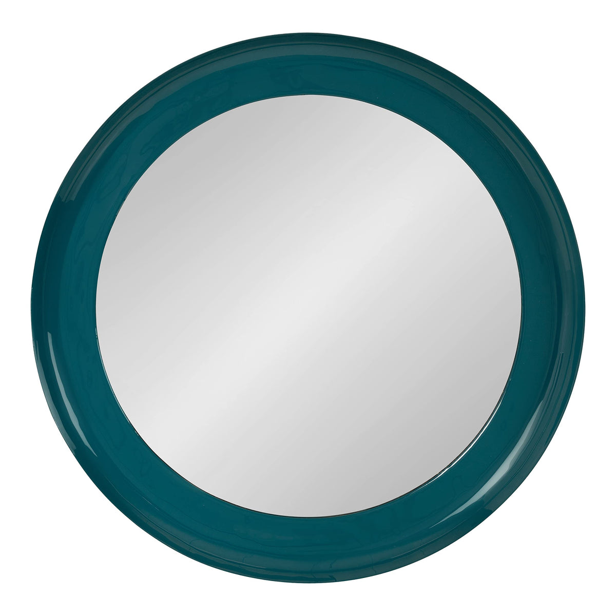 Kate and Laurel Laranya Modern Round Mirror, 22 Inch Diameter, Teal and Black, Decorative Circle Mirror with Metal Frame and Glossy Hand Applied Finish