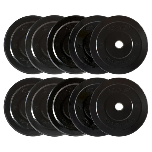 CAP Barbell 260 lb Elite Olympic Bumper Plate Set, Black