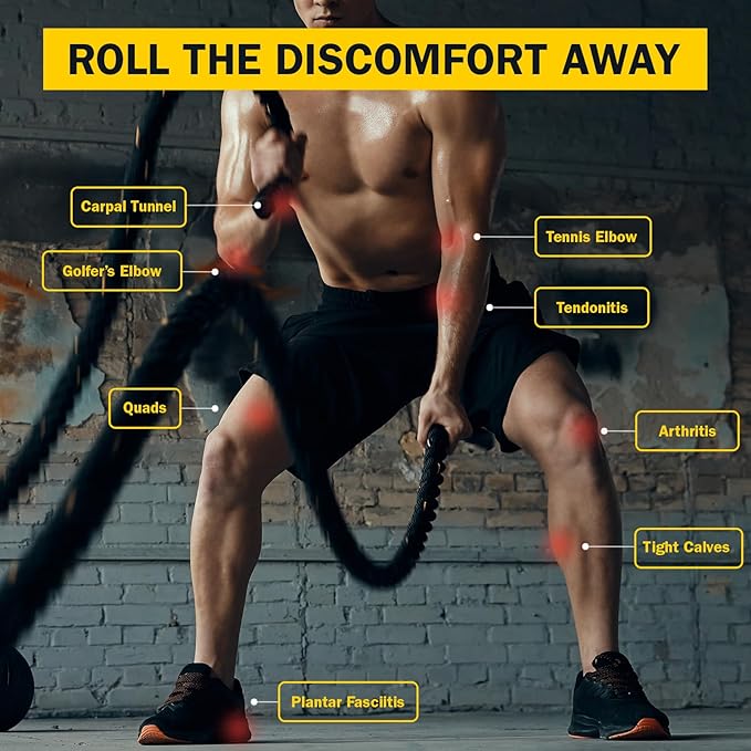 Rolflex The Massage Combo ??3-in-1 Roller for Muscles Deep Tissue with Firm Knobble, Contoured Muscle & Medium Oval Foam ??Portable & Easy to Use Arm Massager & Leg Roller