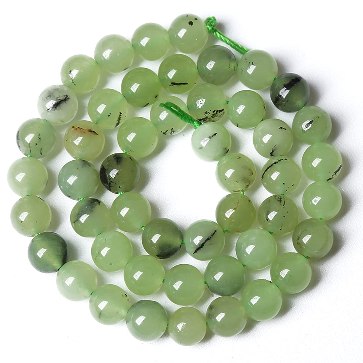 8MM 46PCS Natural Stone Prehnite Jade Loose Beads for Jewelry Making DIY Bracelet Necklace