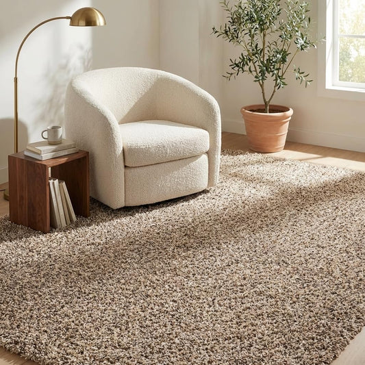 Unique Loom Solid Shag Collection Area Rug (7' 1" x 10' Rectangle, Taupe)
