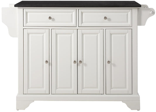 Crosley Furniture LaFayette Granite Top Rolling Kitchen Island Storage Cart, Microwave Stand, Spice Rack, White