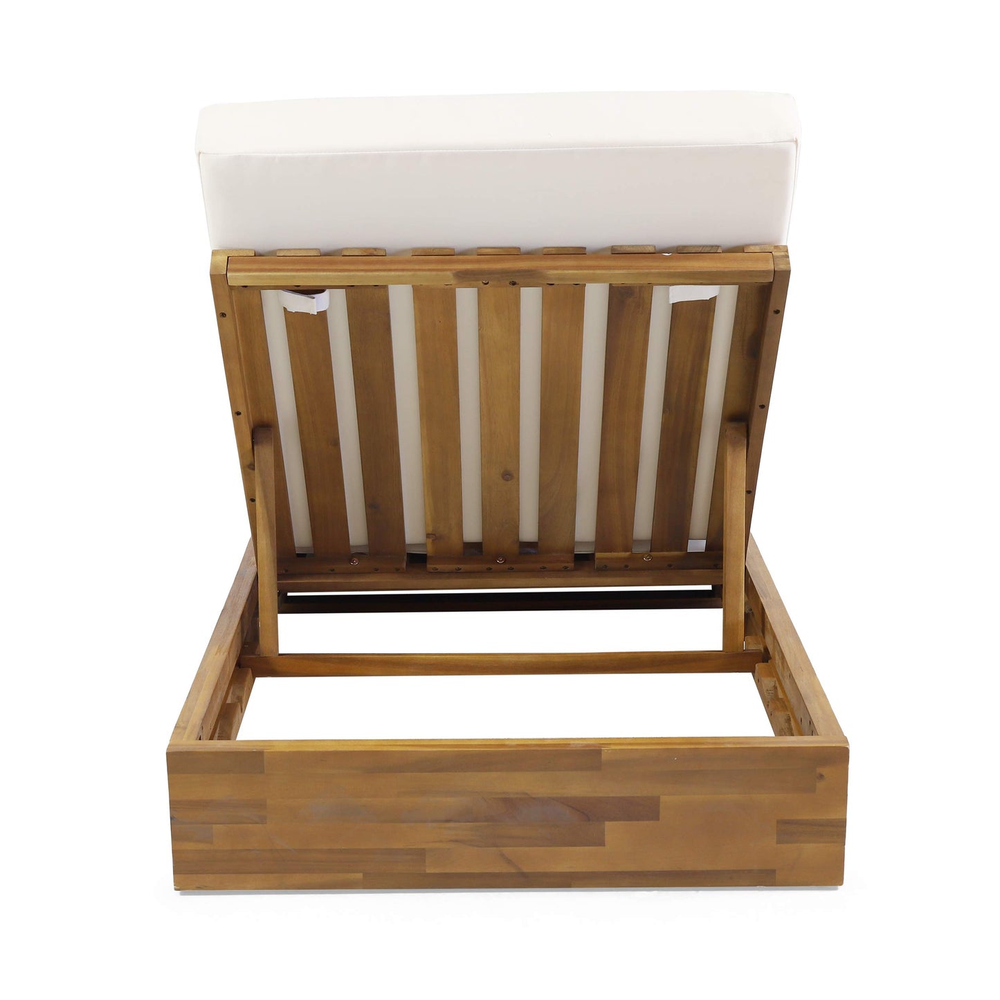 Abraham Outdoor Acacia Wood Chaise Lounge with Cushion (Set of 2), Teak and Cream