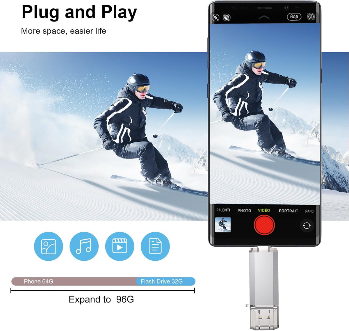 RAOYI 32GB 2 1 3.0 USB C Flash Drive, in USB Type C Dual OTG Metal Thumb Drive Jump Drive Memory Stick with Keychain