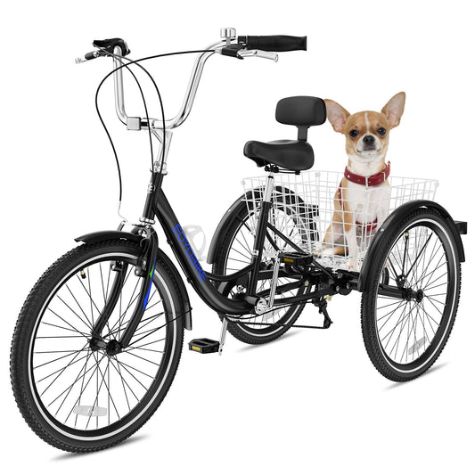NAIZEA Adult Tricycle, 7 Speed Three Wheel Cruiser Bike, 20/24/26 inch Adult Trikes 3 Wheel Bikes with Large Basket for Seniors, Adults, Women, Men, Multiple Colors