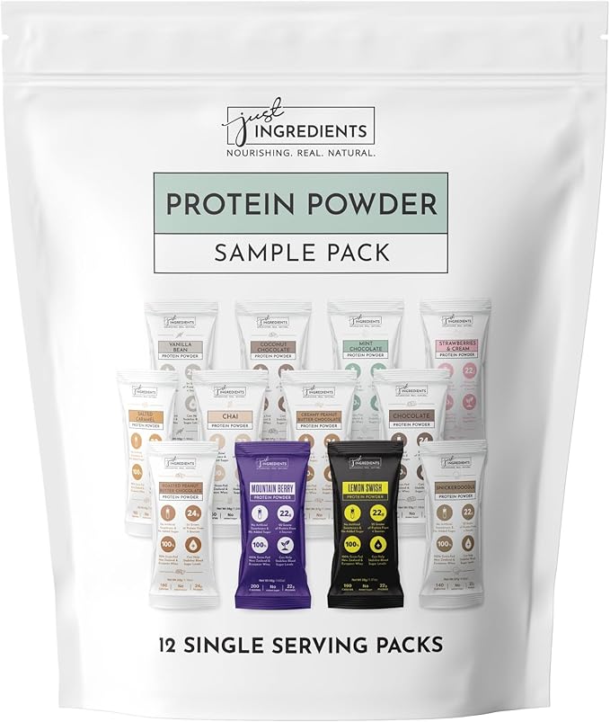 Protein Powder Made with 100% Grass Fed, Non Denatured Whey | Four Different Protein Sources from Organic Whole Food Ingredients | 12 Servings | 22g Protein (12 Servings, Sample Variety Pack)