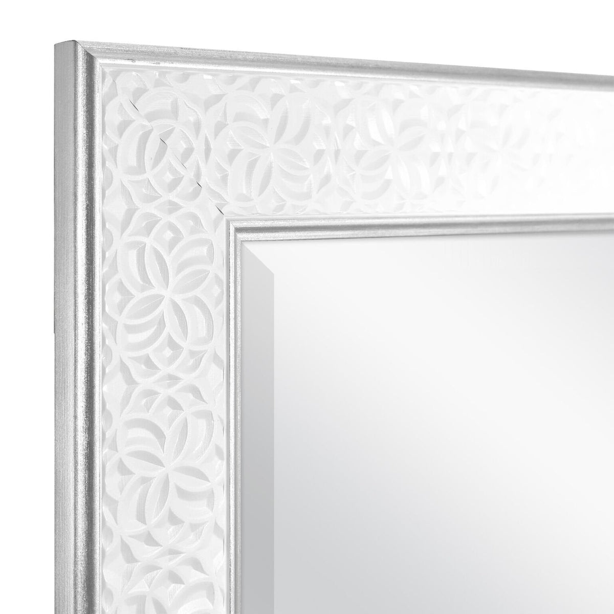 MCS Nordic Blossom Large Wall Mirror, Modern Rectangle Mirror Home Decor for Living Room, Bedroom, or Bathroom, 21 by 25 Inch, White