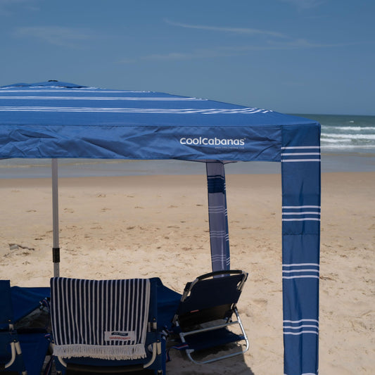 CoolCabana Beach Shade Tent - Easy Setup, UPF 50+ Protection, Large & Medium Sizes, Compact & Wind Resistant - Beach Cabana for The Whole Family - Coronado Navy, Medium