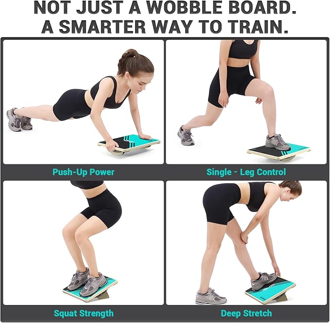 Sportneer 2-in-1 Balance Board ??Adjustable Wobble & Slant Board for Core Strength, Stretching, Rehab, Standing Desk, Home Gym Workout