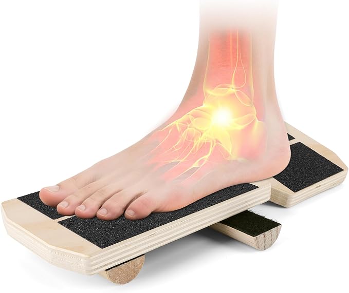 Ankle Foot Strengthener Exerciser for Sprained, Single Leg Balance Board for Sprained Ankle Recovery, Wood Foot Balance Trainer for Posture Corrector, Home Gym Fitness Equipment