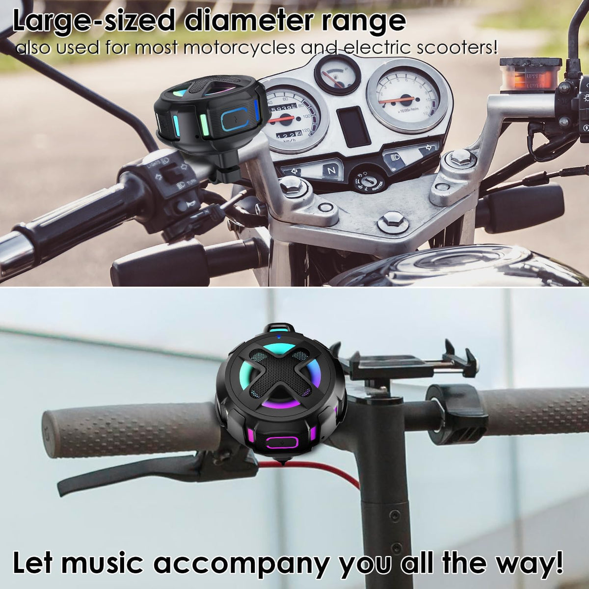 XLEADER V5.4, IPX7 Navigation,10W 15-24H Upgraded, Pro Bike Speaker, with Pro Handlebar Mount, Bluetooth Waterproof