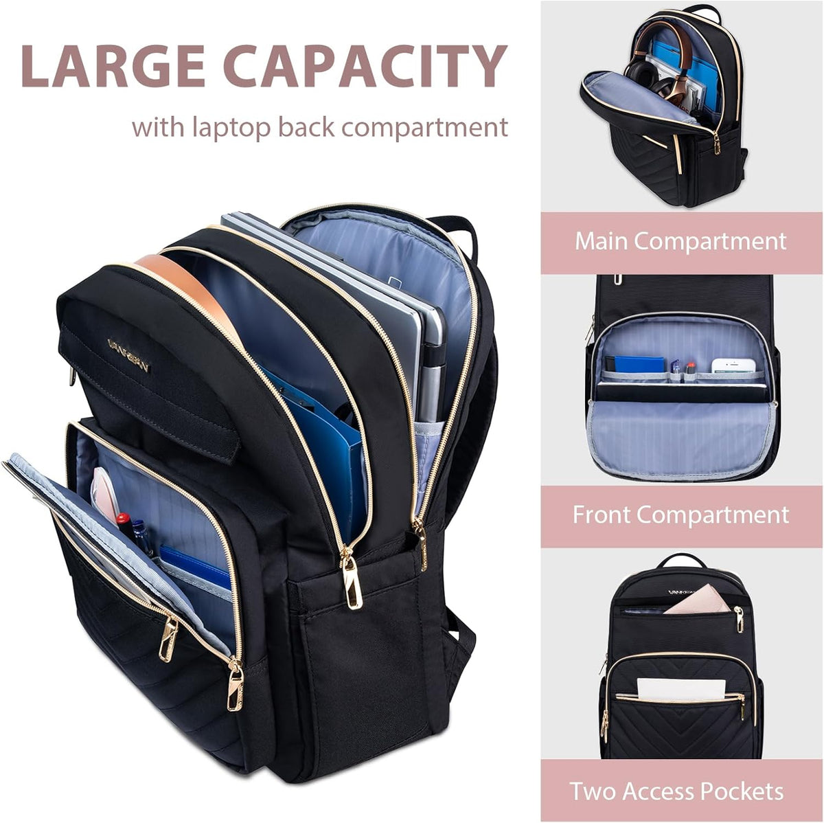 Backpack Backpack Backpack VANKEAN Laptop for Women, Laptop Computer Bag Travel Purse,Waterproof Work Business College