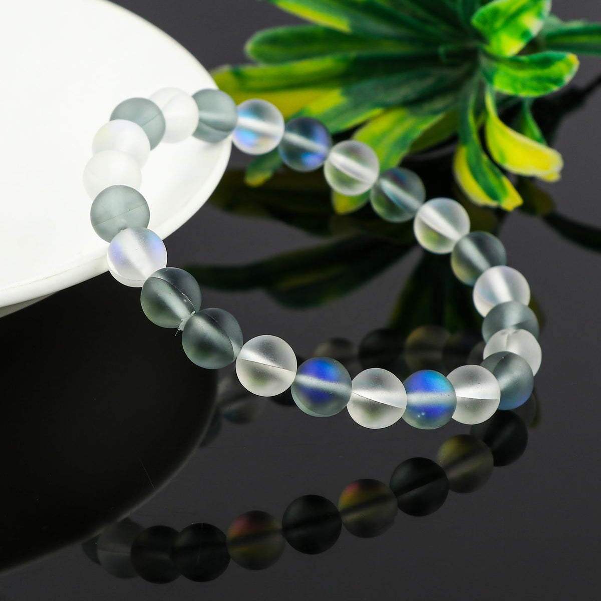 CRYSTALINES Multi Aura Quartz Gemstones Beads Stretchable Bracelet for Men Women | Handmade Jewelry | Chakra - Healing - Yoga - Spiritual - Protection | Birthday | Unisex | Stretch Bracelets