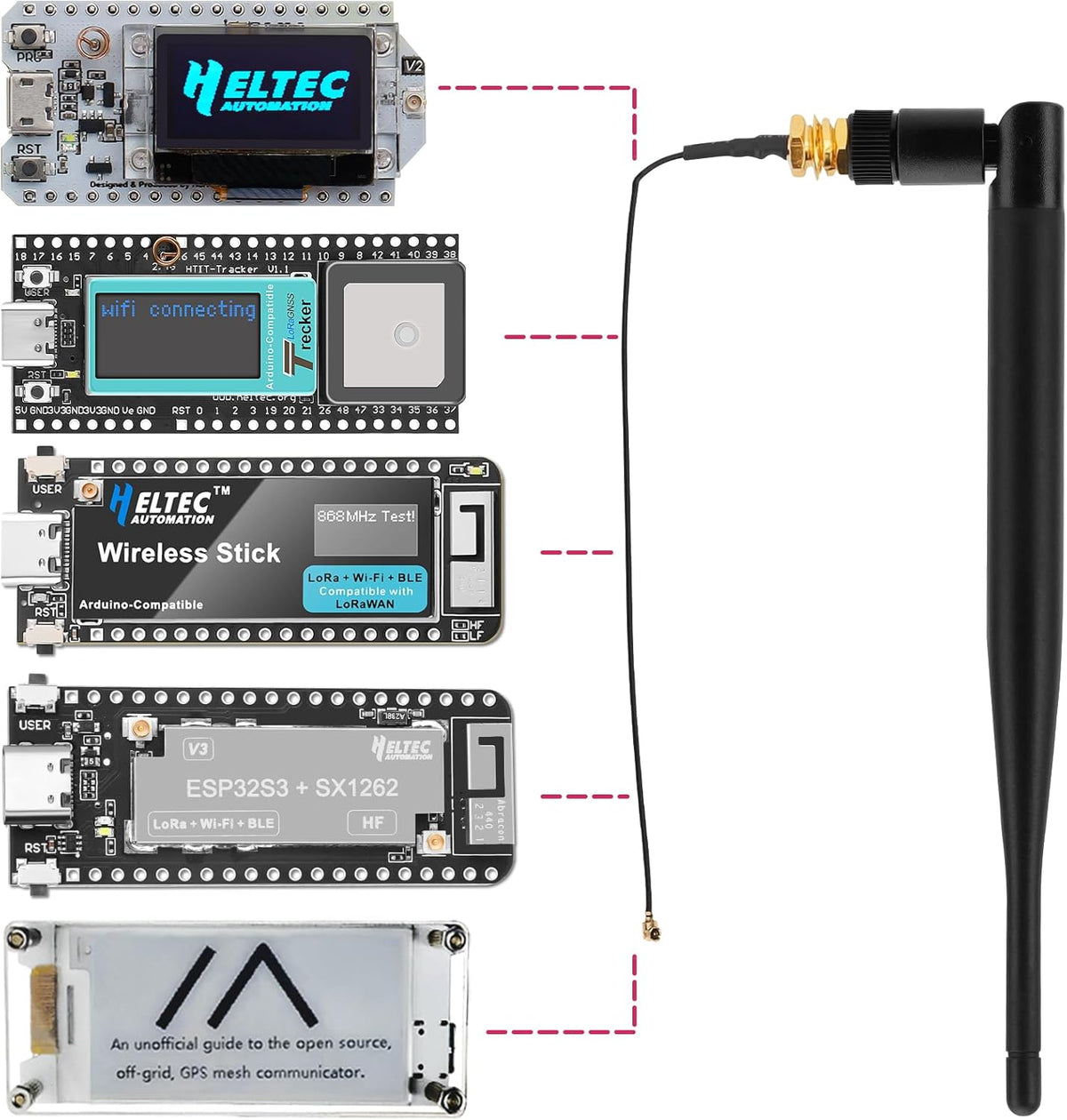 MakerHawk 2 Pack 915MHz 5dBi LORA Antenna Gain Omni SMA Male Connector + RF Antenna Adapter Cable