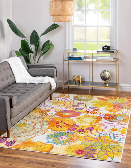 Unique Loom Lyon Collection Area Rug - Kennedy (10' x 13' Rectangle, Ivory/ Green)