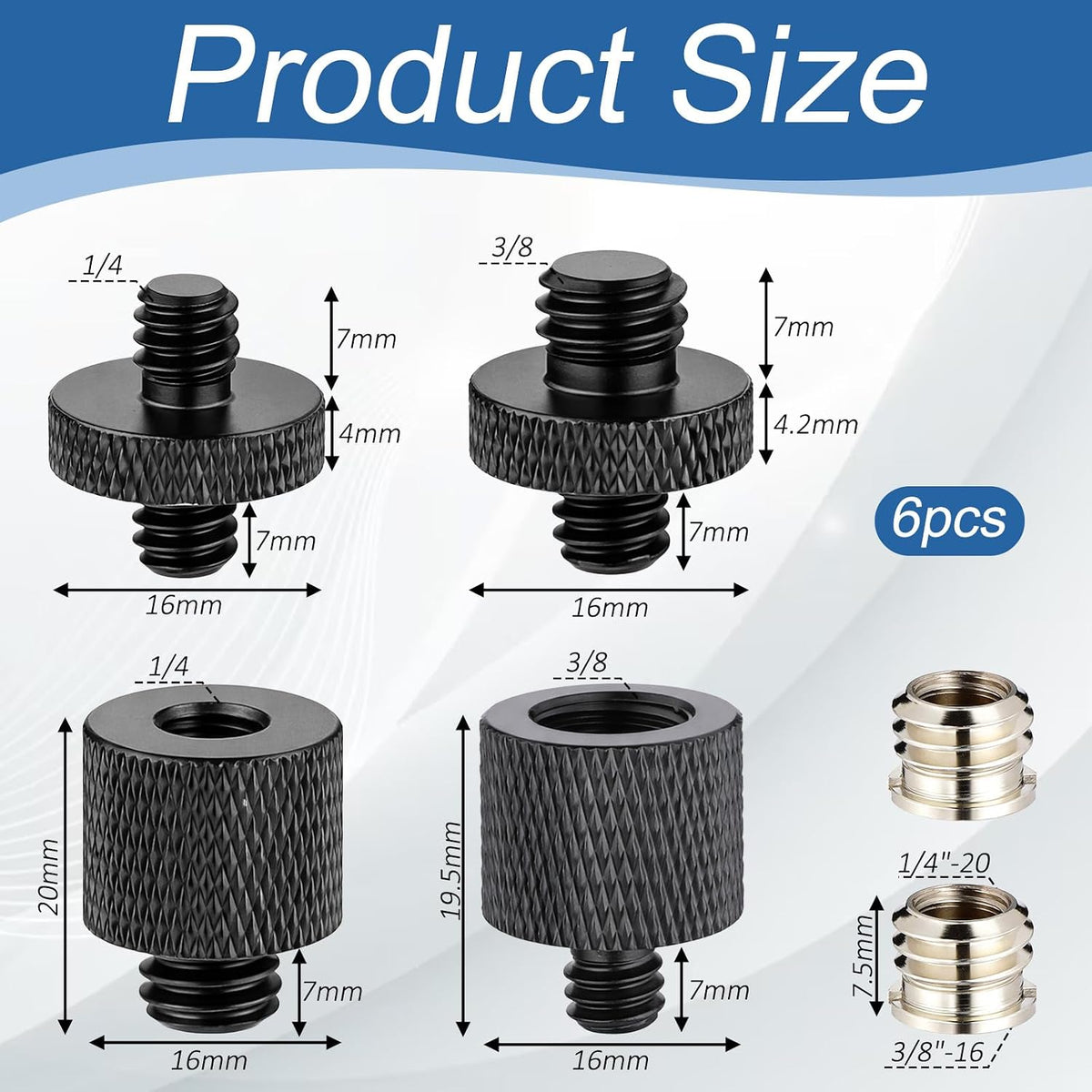 JJUNW 6Pcs Tripod Adapter, Camera Screw Adapter, Stand Adapters Threaded Converter Tripods Mount Adapters, Tripod