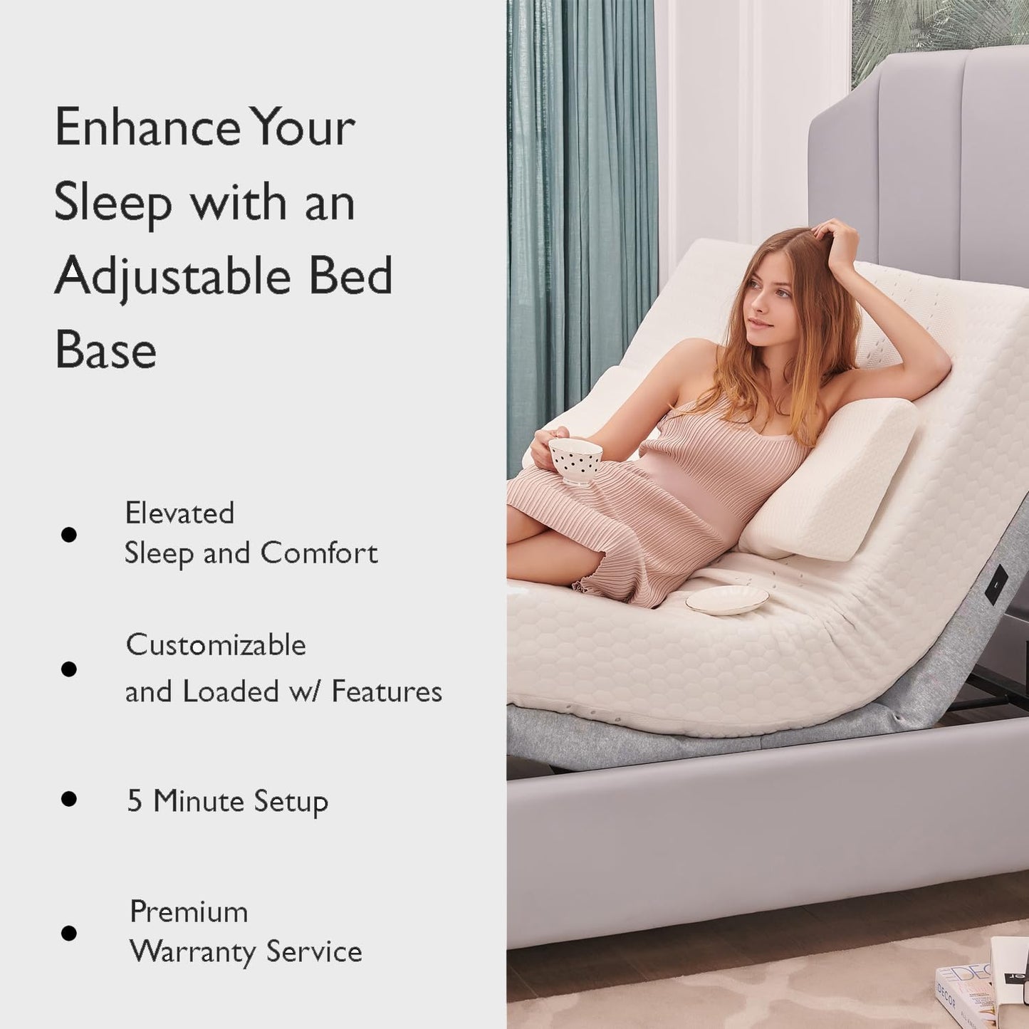 Irvine Home Collection Premium King Adjustable Bed Base Fully Loaded with 8 Inch Gel Memory Foam Mattress - Dual Massage - USB Ports - Zero Gravity - Underbed Light - Wireless Remote - Zero Clearance