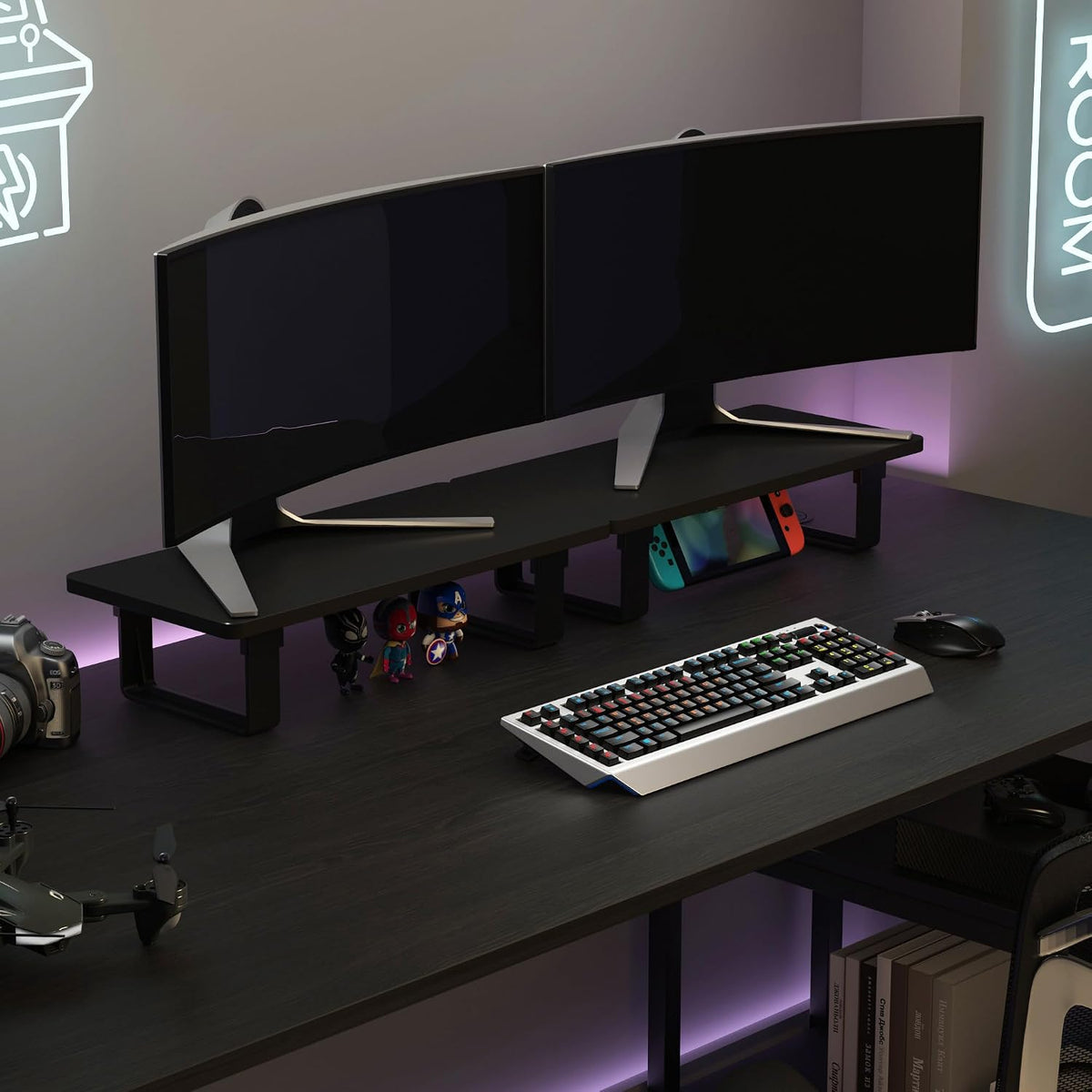 50 LB 1-Step Monitor Stand Riser with Capacity, Stable Wood Computer Monitor Stand for Desk Organizers, Computer Riser