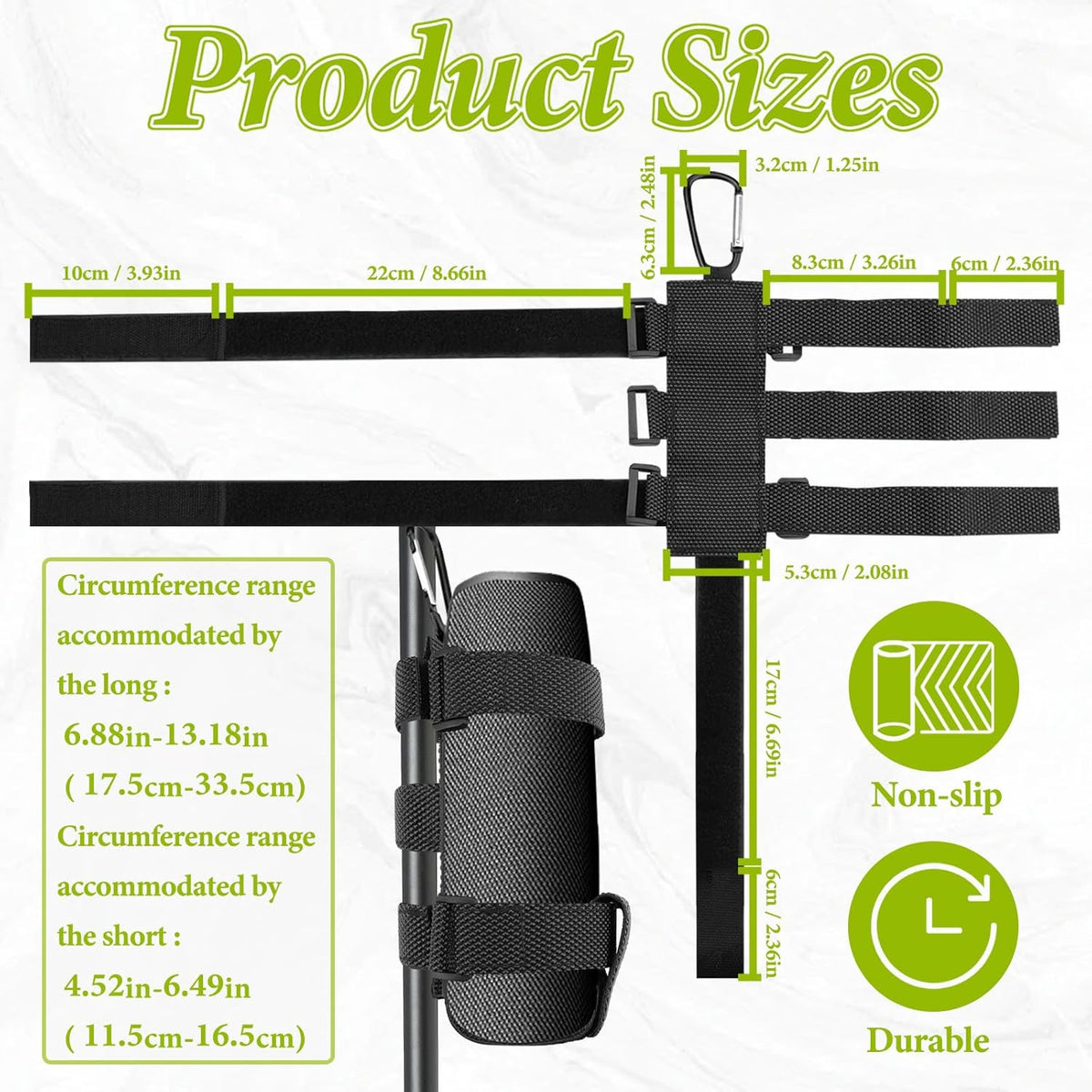 Bagentry 21.2'' 15.3''/54 39 CM x x Golf Cart Speaker Mount Strap, Portable Speaker Holder for Bike Adjustable
