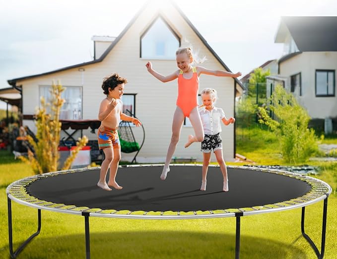 VEVOR Replacement Trampoline Mat, Universal Jumping Round Trampoline, Reinforce UV-Resistant Mat with Spring Tool & Durable V-Rings