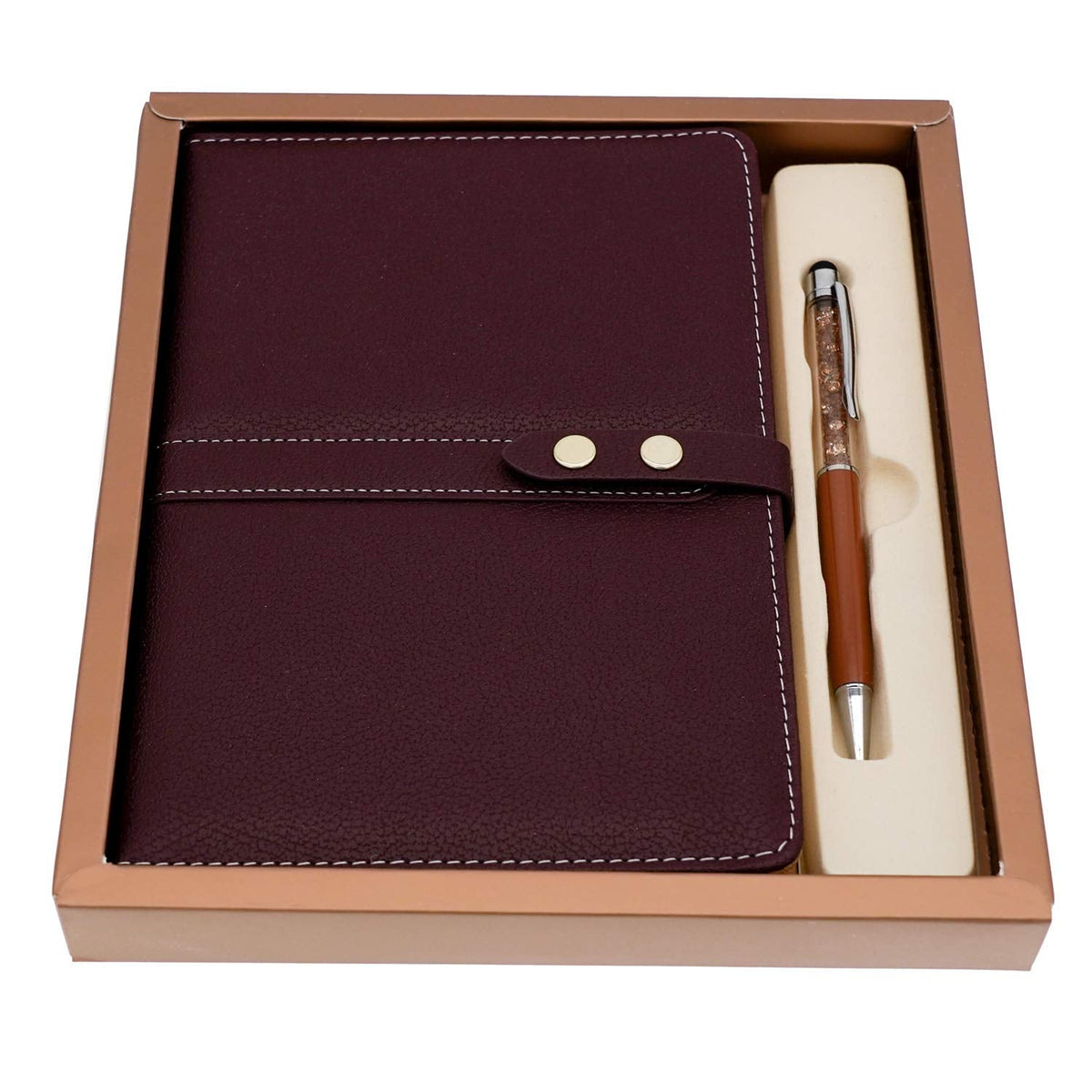 BenOpinion Hardcover Notebook Set - Thick Classic Ruled Notebook with Pen Loop and Pen, A5 192 Pages, Soft Faux Leather Hardcover Cover with Buckle(Maroon)