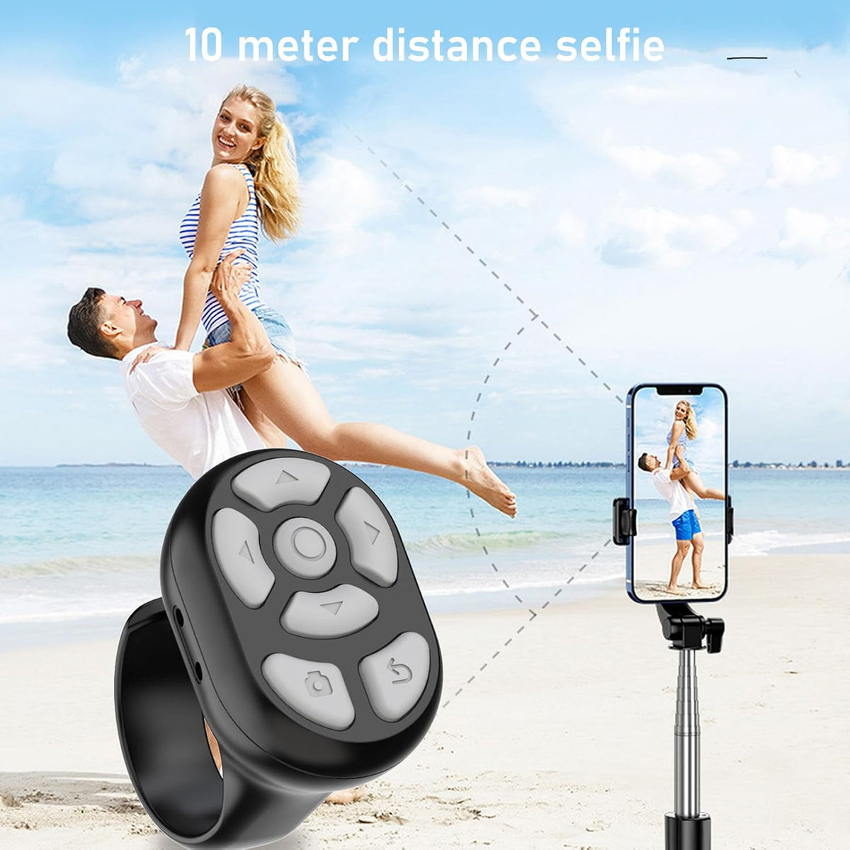 Luqeeg Bluetooth Remote Control App Page Turner, Camera Remote Shutter Selfie Button, Long Distance Control Remote