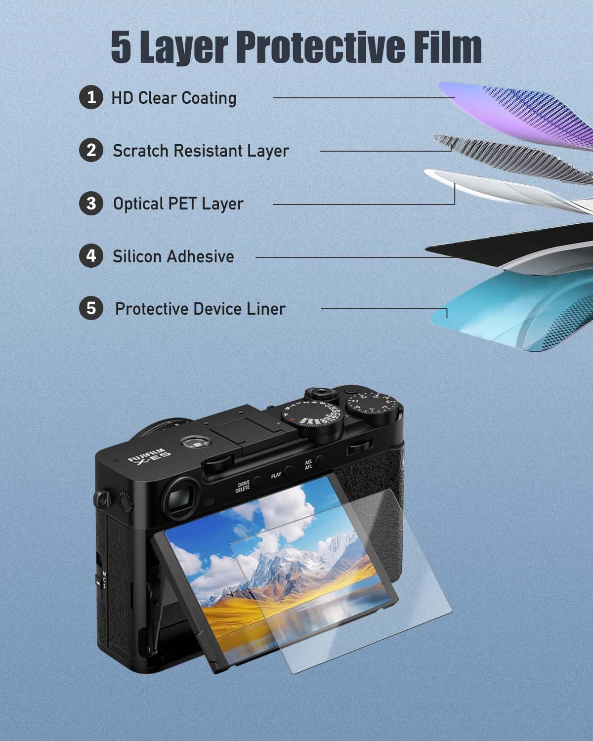 YAJOJO 4-Pack X-E5,9H X-E5 Screen Protector for Fujifilm Hardness Tempered Glass for Fujifilm Mirrorless Camera